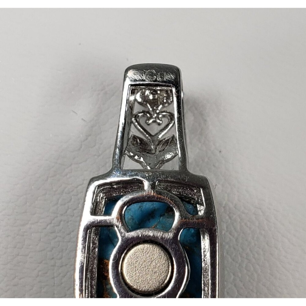 Vintage Signed CU Mojave Blue Turquoise Solitaire 6.25 ctw Pendant - Picture 10 of 15